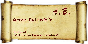 Anton Belizár névjegykártya
